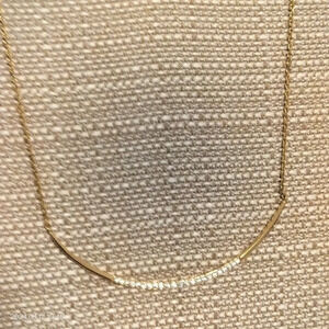 Stella & Dot Gold Tone Rhinestones bar Fashion Statement Adjustable Neclace